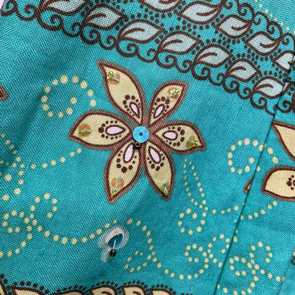 Coldwater Creek Linen Blend Colorful Boho Midi Skirt Size Medium Hindi Hippie - Picture 5 of 14